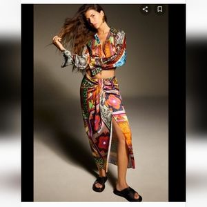 Zara 2 pieces printed knotted S dr2
